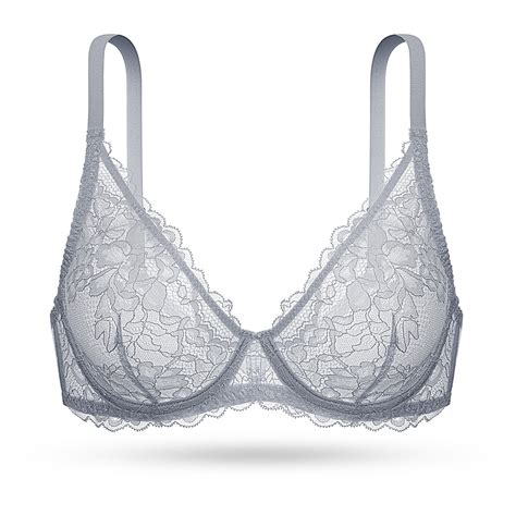 Deyllo Womens Sexy Lace Bra Non Padded Underwire See Through Unlined