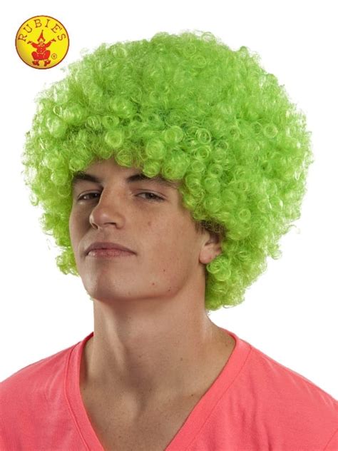 Neon Green Afro Wig Adult The Costumery