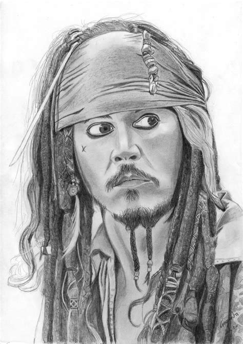 A Drawing Of Captain Jack Sparrow From The Movie Pirates With His Eyes