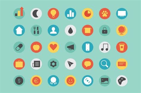 Flat Round Icons By Jumsoft Powerpoint Design Templates Card Templates