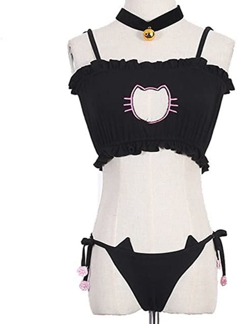 Moeflavor Cute Sexy Kawaii Kitty Cat Keyhole Hollow Bra And Underwear Lingerie Set Sd00761