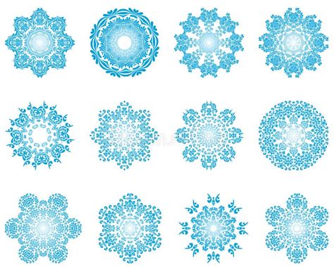 Twelve Circle Snowflakes Stock Vector Illustration Of Frost 59915602