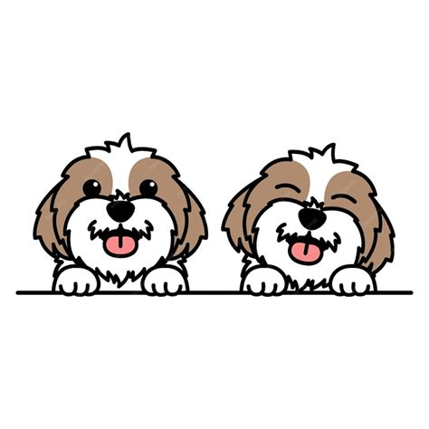 Premium Vector Cute Shih Tzu Dog Cartoon Vector Illustration