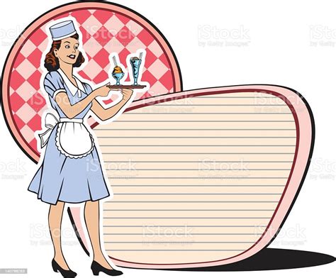 Retro Waitress Sixties Stock Illustration Download Image Now Istock