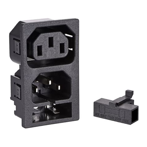 C13 C14 Panel Mount Plug Adapter Ac 250v 10a 3 Pins Iec Male Inlet