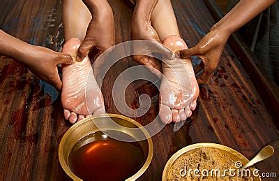 Traditional Indian Ayurvedic Oil Foot Massage Stock Images Image