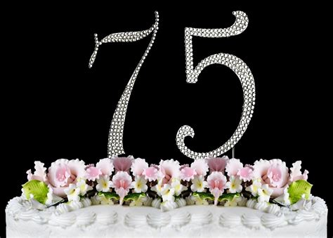 New Large Rhinestone Number 75 Cake Topper 75th Birthday