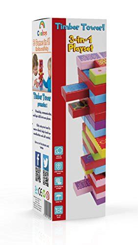 Cooltoys Timber Tower Wood Block Stacking Game 3 Games In 1 Playset