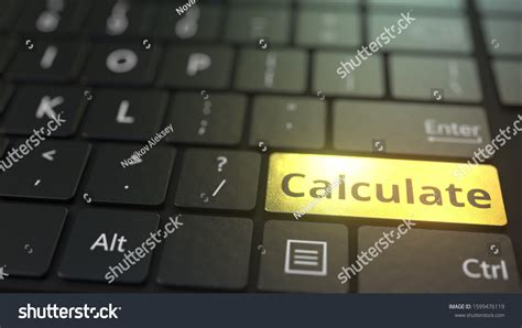 Black Computer Keyboard Gold Calculate Key Stock Illustration