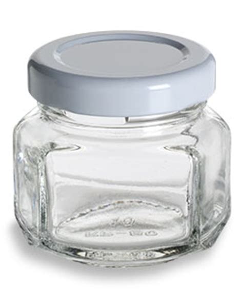 Oval Hexagon Glass Jar With White Lid 1 5 Oz Specialty Bottle