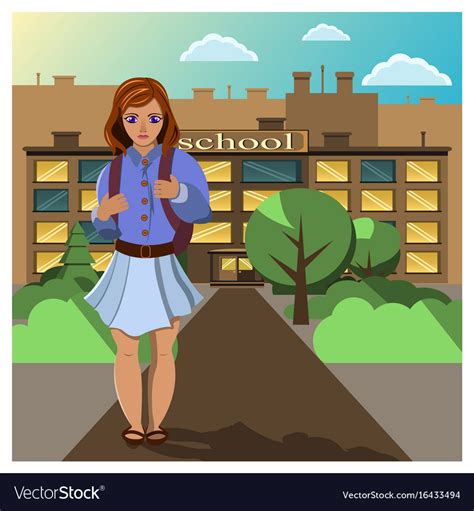 Girl Comes Home From School Royalty Free Vector Image