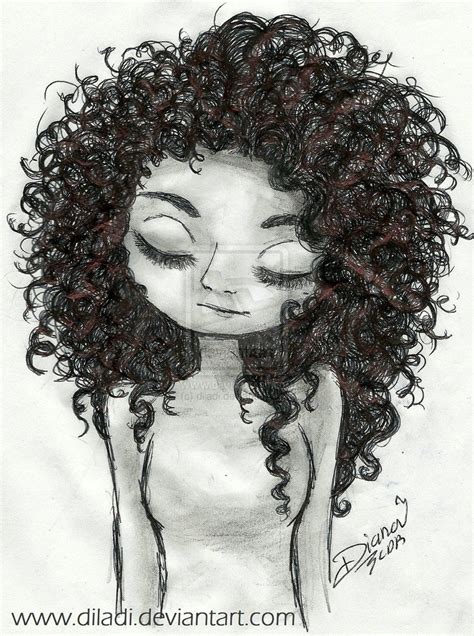 On Deviantart Curly Hair Drawing