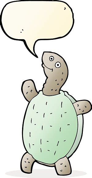 Cartoon Happy Turtle With Speech Bubble Stock Clipart Royalty Free