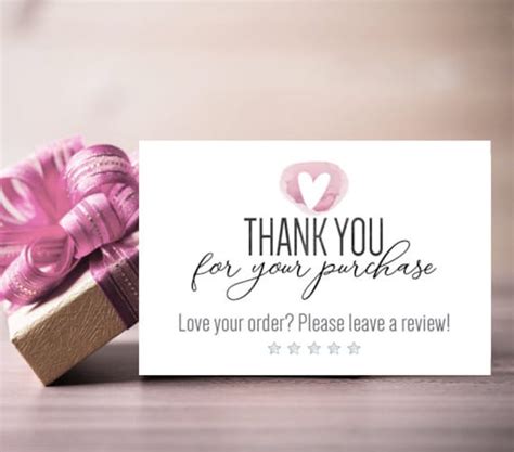 Thank You For Your Purchase Printable Card Please Leave A Etsy