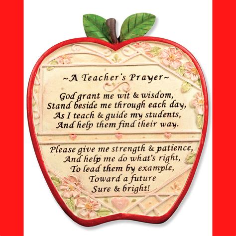 Buy Banberry Designs Teacher Apple Plaque A Teachers Prayer End Of