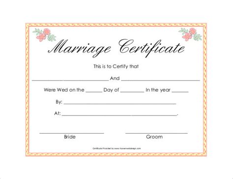 Catholic Marriage Certificate Template