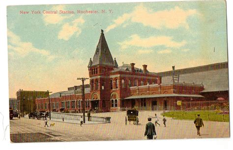 Vintage Postcard Rochester New York New York Central Train Station