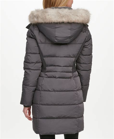 Dkny Faux Fur Trim Hooded Puffer Coat Created For Macys And Reviews