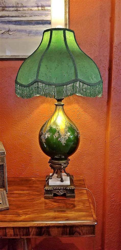 Vintage Murano Glass Table Lamp With Gold Overlay And Bronze And Marble Mounts For Sale At 1stdibs