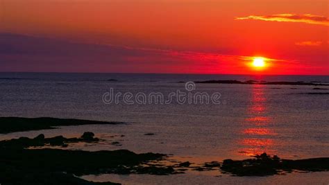 Seascape At Midnight Sun On Andoya Norway Stock Image Image Of