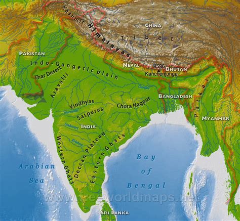 Physical Map Of India With Hills United States Map