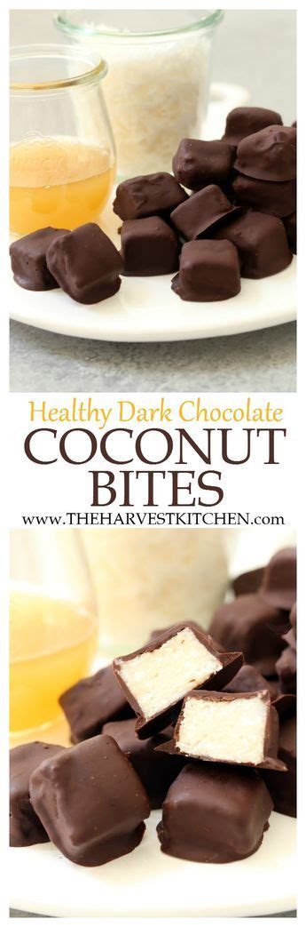 Healthy Dark Chocolate Coconut Bites On A White Plate