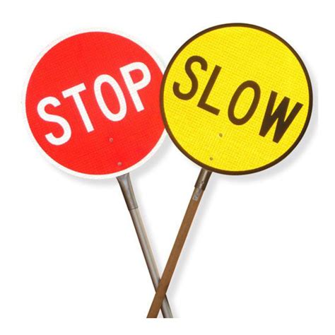 Stop Slow Traffic Sign With Wood Handle Buy Now Safety Choice Australia