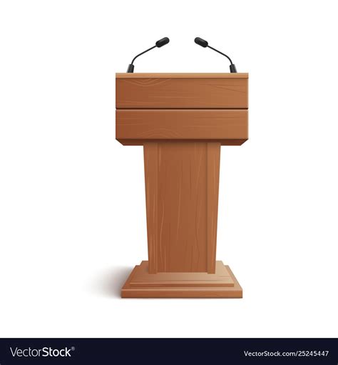 Realistic Icon Blank Brown Wooden Stand Podium Vector Image