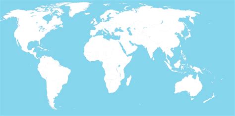 Image Large Blank World Map With Oceans In Bluepng