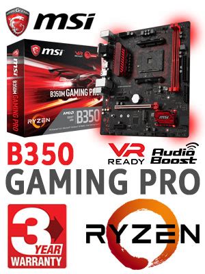 This allows for integrated graphics when paired with a compatible cpu that supports them. MSI B350M Gaming Pro AM4 RYZEN Motherboard - Free Shipping ...