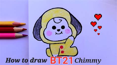 How To Draw Bt21 Character Chimmy So Easy Bts Jimin رسم جيمين شيمي