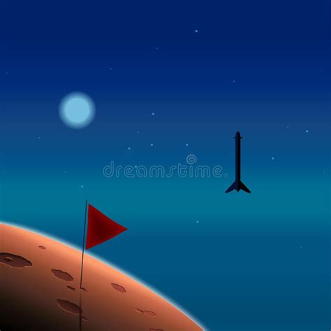 Planet Exploration Rocket In Space Mission To Mars Mars Colonization