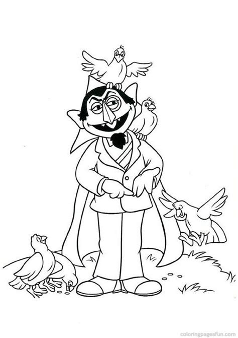You can print for free the sheets with your kid's favorite characters such as elmo, big bird, count, kermit, abby, bert, ernie and more. Count Von Count Sesame Street And Birds Coloring Page ...