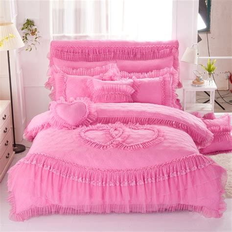 Sophisticated Elegant Solid Hot Pink Quilted Heart Frilly Ruffle Vintage Victorian Lace Girly