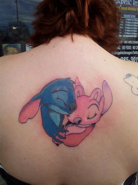 Disneys Stitch And Angel Tattoo Couple Tattoos Leg Tattoos Tattoos And