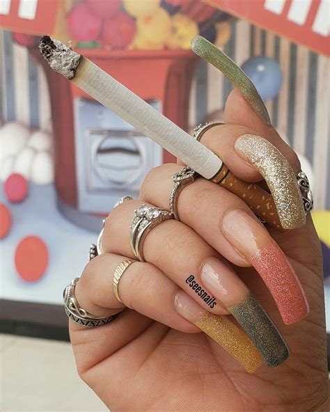 smoking curved nails thanksgiving nails long nails