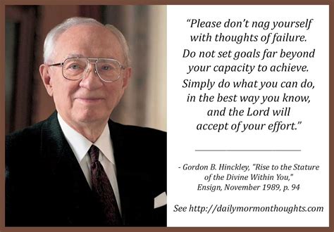 Daily Thought From Modern Prophets Gordon B Hinckley On Doing Our