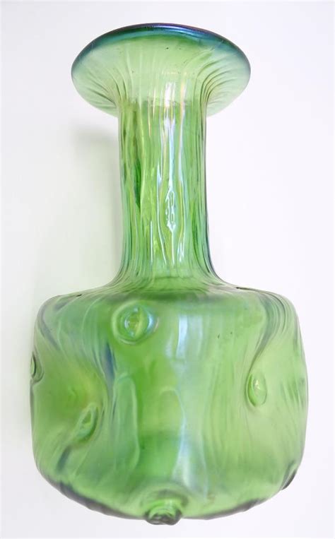 Antique Loetz Green Iridescent Glass Vase Creta Crete Rusticana 1899 Ebay