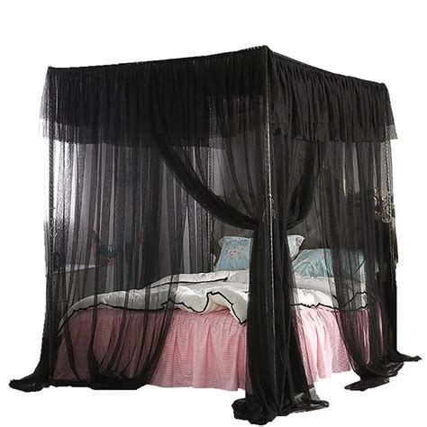 Buy Queen Black Mengersi 4 Corners Post Bed Curtain Canopy Bed Frame Canopiesindoor