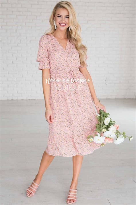 Navy Floral Modest Church Dress Best And Affordable Modest Boutique