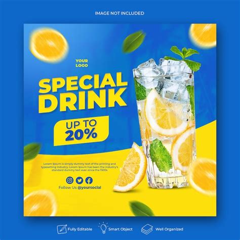 Premium Psd Drink Menu Promotion Social Media Instagram Post Banner