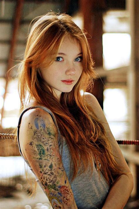 Young Redhead Beauty With Tattoos Beautiful Redhead Red Hair Hair