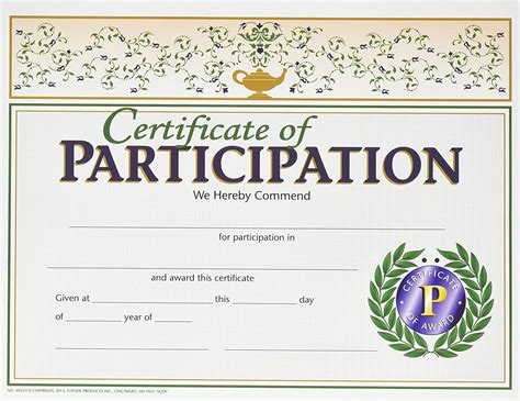 Va533 Participation Certificate 8 12 X 11 Size Paper 02 Height