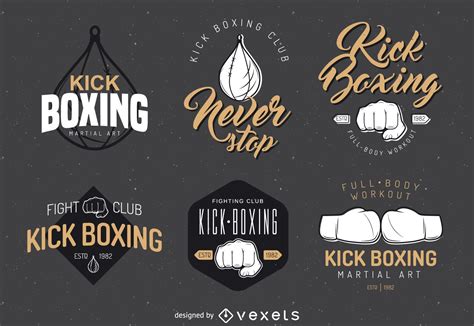 Kick Boxing Logo Template Set Vector Download