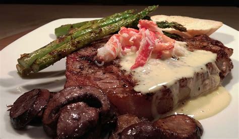 T Bone Steak With Crab Hollandaise Asparagus And Mushrooms1 Beef Recipes For Dinner Beef