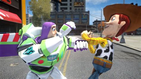 Buzz Lightyear Vs Woody Toy Story Battle Grand Theft Auto Youtube