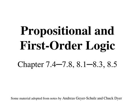 Ppt Propositional And First Order Logic Powerpoint Presentation Free