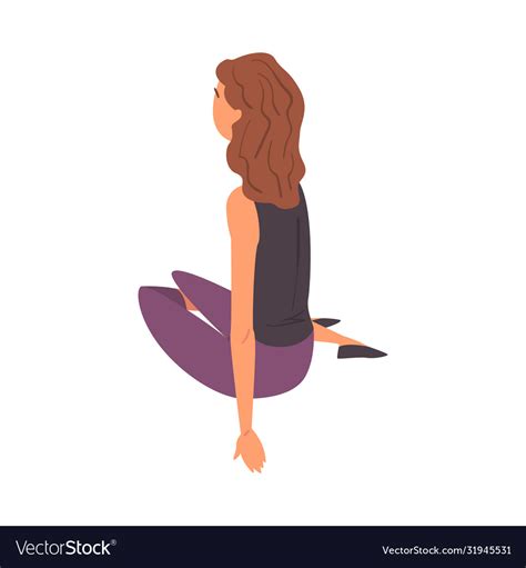 Back View Girl Sitting On Floor Young Royalty Free Vector