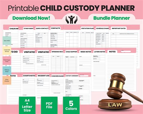 Printable Single Parent Child Custody Planner Co Parenting Etsy