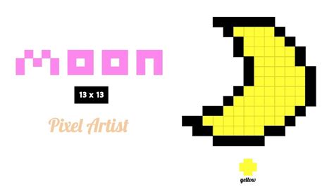 【pixel Art Easy】how To Draw A Moon Size 13 X 13 Youtube